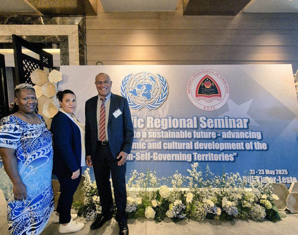Bastien Vandendyck (@bastien_vdk) on Twitter photo Aujourd'hui, au Timor-Leste 🇹🇱, s'ouvre le séminaire des Nations Unies (<a href="/UN/">United Nations</a>) sur la décolonisation, organisé par le C-24.
Le Président du <a href="/GouvNC/">GouvernementNC</a>, Alcide Ponga, Naïa Wateou et Marie-Laure Ukeiwë y défendront le maintien de la #NouvelleCalédonie dans la France 🇫🇷 Aujourd'hui, au Timor-Leste 🇹🇱, s'ouvre le séminaire des Nations Unies (<a href="/UN/">United Nations</a>) sur la décolonisation, organisé par le C-24.
Le Président du <a href="/GouvNC/">GouvernementNC</a>, Alcide Ponga, Naïa Wateou et Marie-Laure Ukeiwë y défendront le maintien de la #NouvelleCalédonie dans la France 🇫🇷