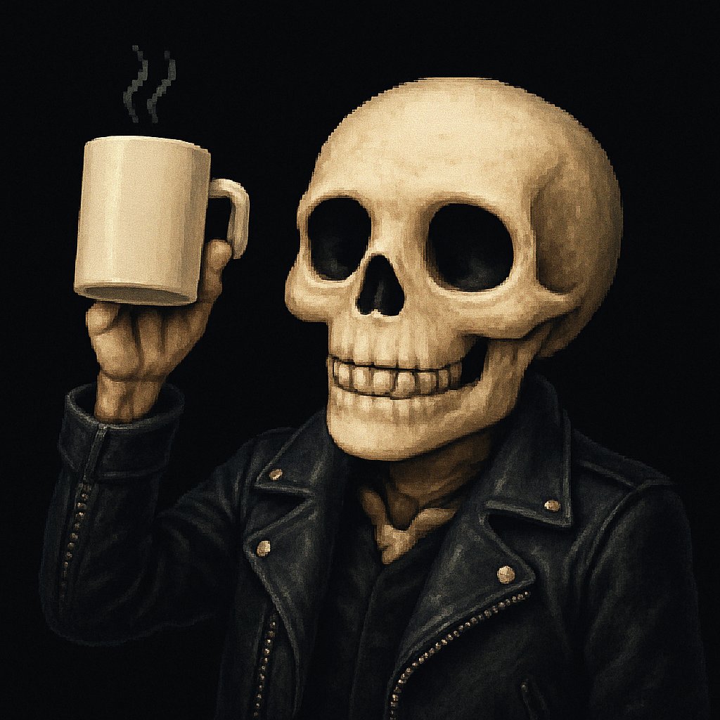 JarkkoPatana's tweet photo. Good morning ☕💀
Starting the day with strong coffee and even stronger vibes.
Bones stay chill – mugs up! 
#Bonesies #GM #NFTCommunity #CoffeeTime https://t.co/3W19nlbHzJ