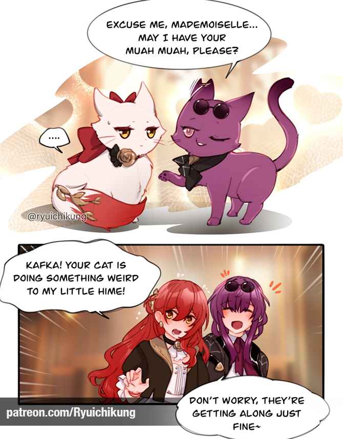 ryuichikung's tweet photo. After that 'cats fight', Himeko blocked Kafka for over 10 years, LOL😹 #kafhime https://t.co/MRRNxpuiBF