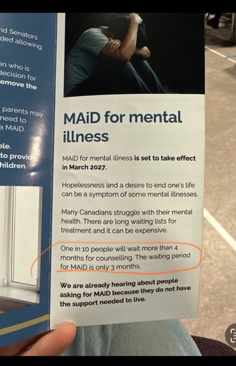 The_Angry_CAN's tweet image. So as a country. We’re now advertising and condoning MAID?? WTF is going on in #Canada?
This is real, not fake by the way. 

#MAID #Ridiculous