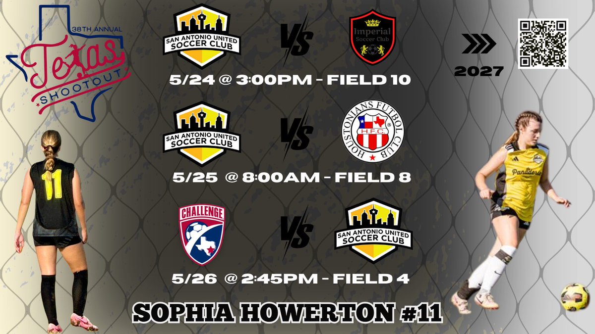 Sophia Howerton (@howerton_sophia) on Twitter photo Looking forward to playing with <a href="/SAUnited0708DPL/">San Antonio United SC 07/08 DPL</a> in the TX Shootout this weekend! Hope to see y’all on the sidelines!
<a href="/DP_League/">The DPL</a> <a href="/ImYouthSoccer/">ECNL/GA/Recruiting/College Soccer</a> <a href="/CHSCougaretteFC/">CHS Cougarette Soccer</a> <a href="/ImCollegeSoccer/">College Soccer Truth ™</a> <a href="/6a_28/">SA High School & Club Soccer</a> <a href="/CoachHCano/">Hector Cano</a> <a href="/CruWomensSoccer/">UMHB Women's Soccer⚽️</a> <a href="/SchreinerWSOC/">Schreiner Women’s Soccer</a> <a href="/50_50Pod/">The 50/50 Podcast ⚽️🎙</a> <a href="/thespeedguy100/">Burst Athletic Perfomance</a> Looking forward to playing with <a href="/SAUnited0708DPL/">San Antonio United SC 07/08 DPL</a> in the TX Shootout this weekend! Hope to see y’all on the sidelines!
<a href="/DP_League/">The DPL</a> <a href="/ImYouthSoccer/">ECNL/GA/Recruiting/College Soccer</a> <a href="/CHSCougaretteFC/">CHS Cougarette Soccer</a> <a href="/ImCollegeSoccer/">College Soccer Truth ™</a> <a href="/6a_28/">SA High School & Club Soccer</a> <a href="/CoachHCano/">Hector Cano</a> <a href="/CruWomensSoccer/">UMHB Women's Soccer⚽️</a> <a href="/SchreinerWSOC/">Schreiner Women’s Soccer</a> <a href="/50_50Pod/">The 50/50 Podcast ⚽️🎙</a> <a href="/thespeedguy100/">Burst Athletic Perfomance</a>