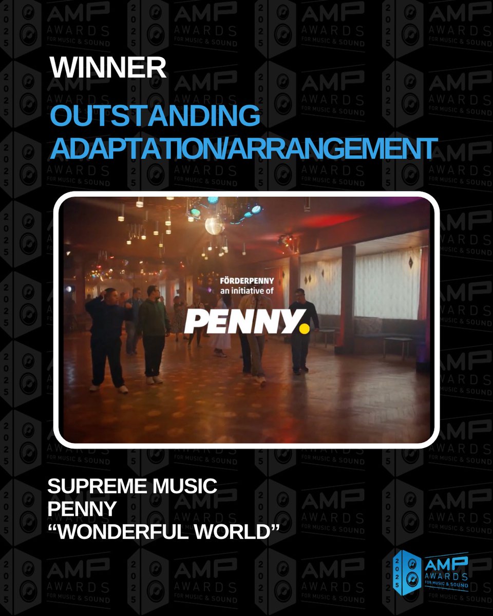 🎉 Congratulations to @suprememusicglobal and @pennydeutschland on winning the 2025 AMP Award for Outstanding Adaptation/Arrangement for their work on “Wonderful World”! 🏆🎵

#Penny #MusicAdaptation #MusicArrangement #2025AMPAwards