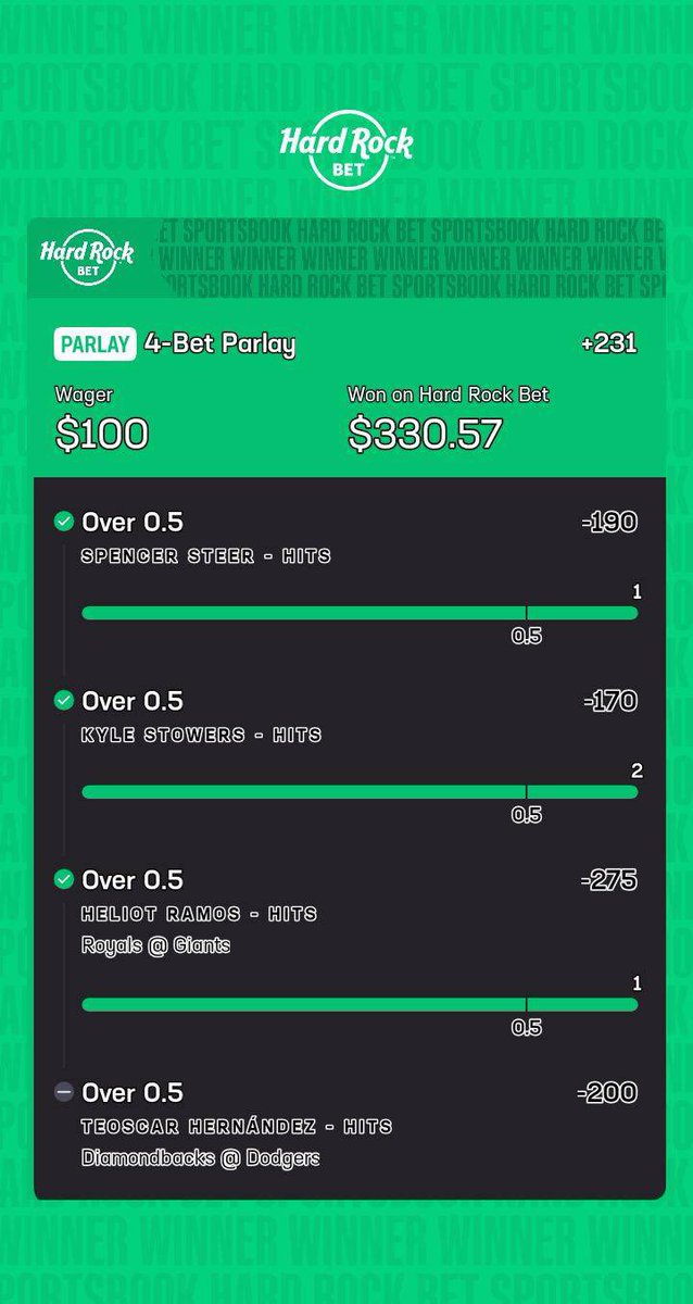 drizzplays's tweet image. Voids can’t ruin our day!
Another winning parlay for the community! 🤑
Come tail my 📊sheets & ⚾️plays @TheBaliProjectX
#MLBPicks #HardRockBet #sportsbettor #bettingtips #parlay #PrizePicks #baseball #TableTennis