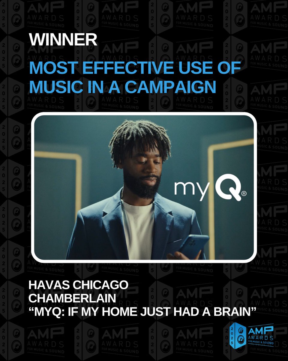 🎉 Congratulations to @havas and #chamberlain on winning the 2025 AMP Award for Most Effective Use of Music in a Campaign, Sponsored by @MusicAlternatives, for their work on “myQ: If My Home Just Had a Brain”! 🏆🏠🧠

#Chamberlain #myQ #EffectiveMusic #Campaign #2025AMPAwards