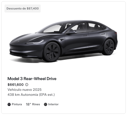 Hoy puedes comprar un Tesla Model 3 en México por $661,600 MXN ¿Qué otros autos del segmento pueden competir con ese precio?