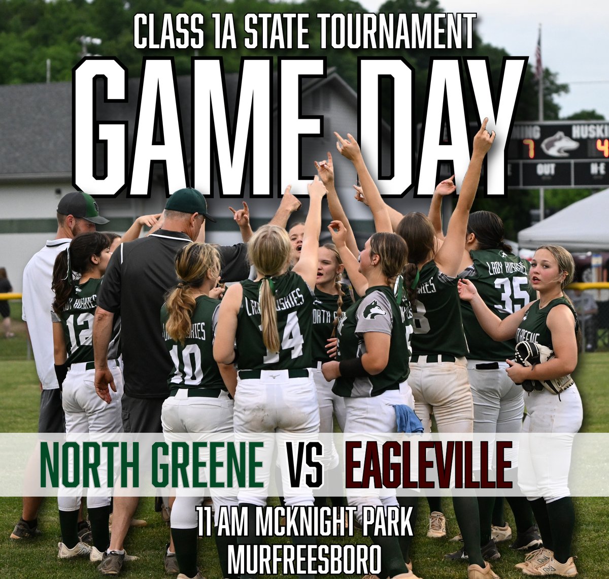 Let's try this again ...

It's State Tournament Game Day!!!

North Greene softball will open the Class 1A State Tournament against Eagleville

⏰11 am
📍Murfreesboro
📻 <a href="/MatthewPalazzo5/">Matthew Palazzo</a> on 95.5 FM
📱 <a href="/Tyler__Nichols/">Tyler Nichols</a> will have updates on the Twitter