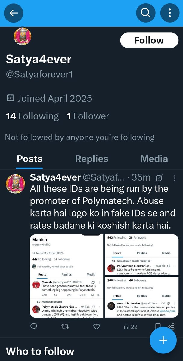foreve1young731's tweet photo. @equitybull @Satyaforever1 These fake accounts now got caught and trying to divert topic

All the below are fake accounts and paid accounts working against Polymatech https://t.co/LWjuoryIqh