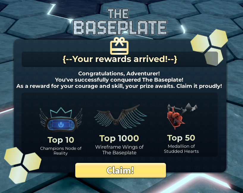 AlchemistRoblox's tweet photo. I completed #TheBaseplate !!! Overall this event was super fun! Some of the games were ehhh, but others were absolutely amazing! I would give this event a 8.5/10 and was wayyyy better than some of the modern events made by a actual corporation. Good job @PurpleCorporat https://t.co/ZCbJpSL8MR