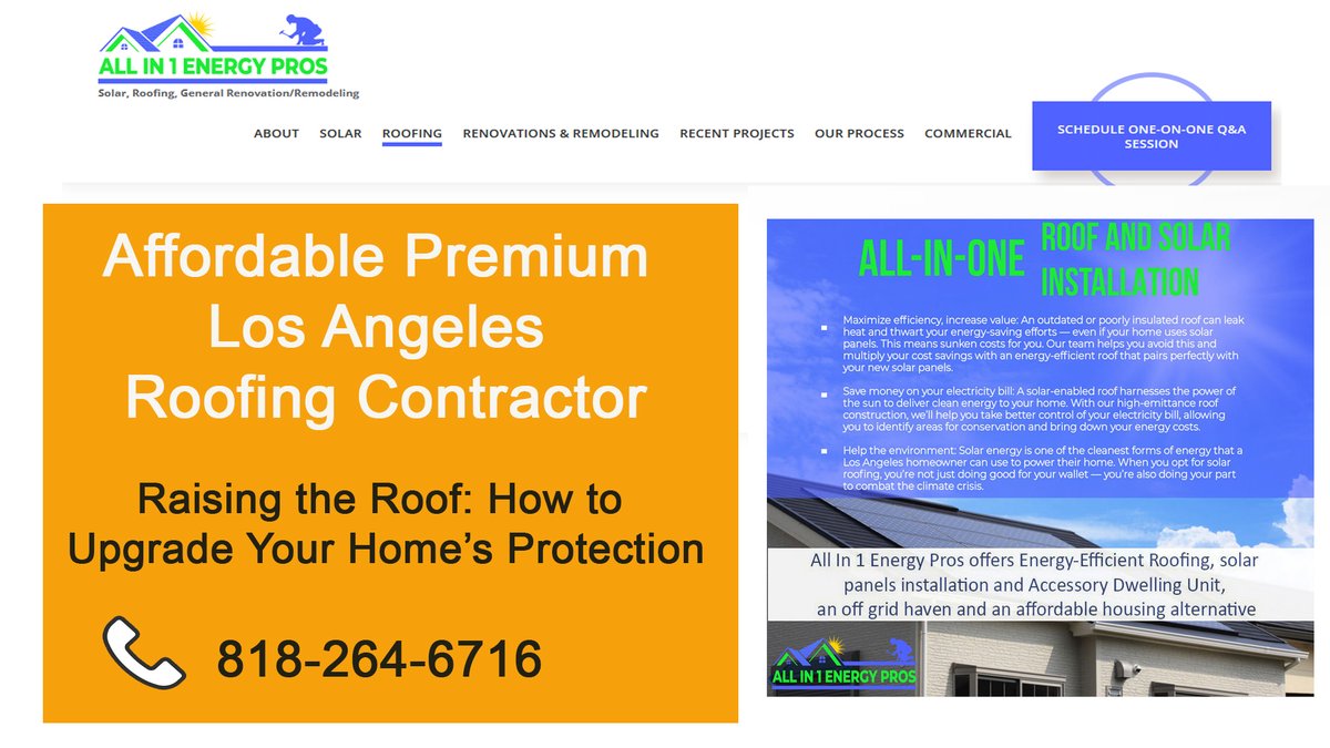 Roofing installation is a technical process that involves meticulous planning, skilled craftsmanship, and a deep understanding of various roof types to ensure optimal performance &amp; longevity
allin1energypros.com/best-roofing-c…

linkedin.com/pulse/affordab…

#roof #roofing #losangeles #California