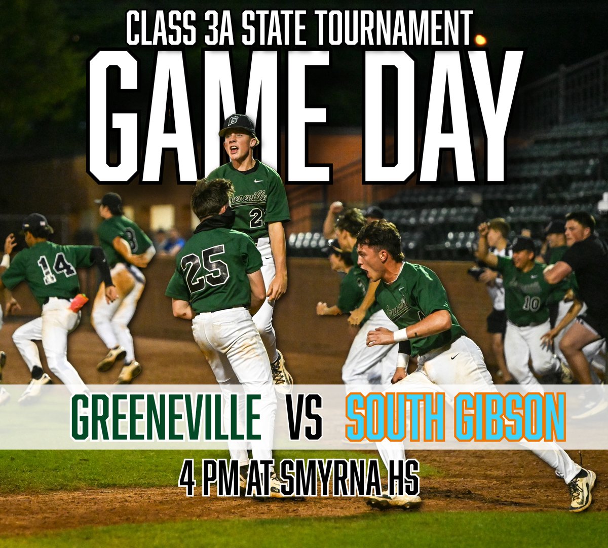 I really mean it this time.

It's State Tournament Game Day!!!

Greeneville will open the Class 3A State Tournament against South Gibson.

⏰4 pm
📍Smyrna HS
📻 <a href="/MatthewPalazzo5/">Matthew Palazzo</a>  on 95.5 FM
📱 I'll have updates on the Twitter.