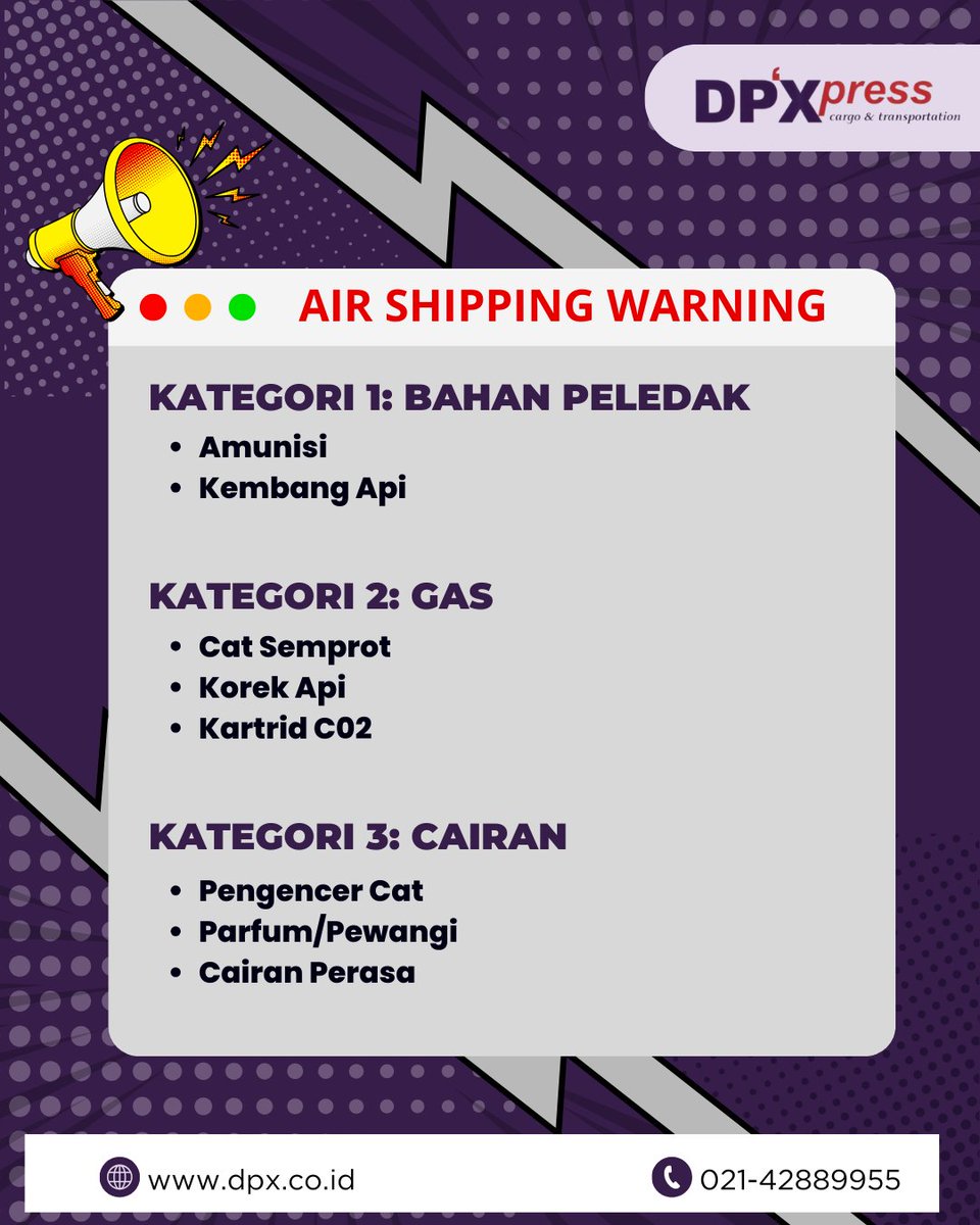 DPXpresss's tweet image. ✈️ Tidak semua barang bisa dikirim lewat udara! Kenali kategori barang berbahaya yang dilarang atau dibatasi dalam pengiriman cargo udara. Hindari risiko dan kirim dengan aman! 🚫📦

#cargoudara #barangberbahaya #pengirimanaman #logistikindonesia
