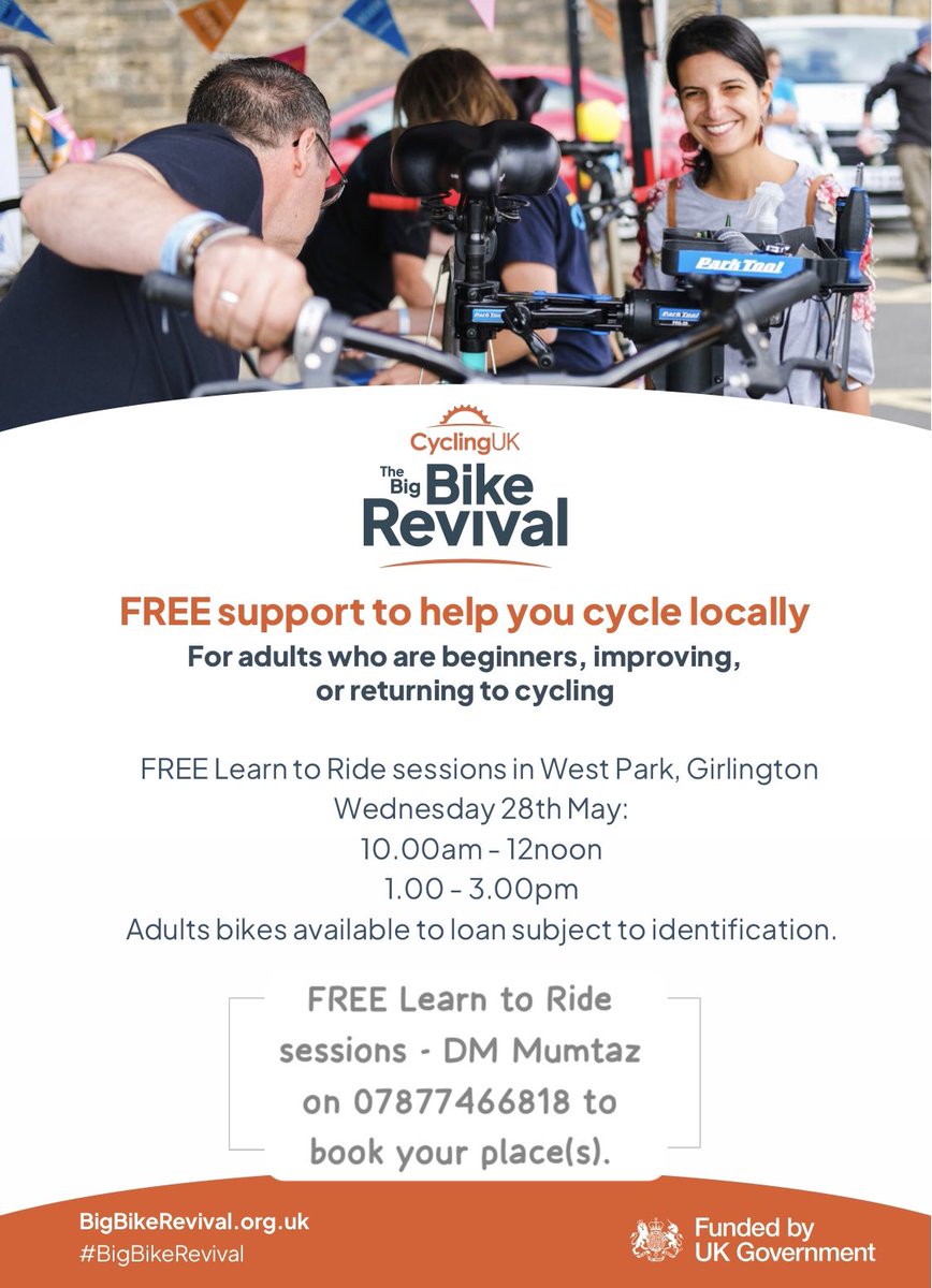 Mumtaz Khan (@onnajujitsuclub) on Twitter photo FREE learn to ride sessions available in partnership with <a href="/OnnaBike/">Mumtaz Khan</a> <a href="/CyclingWrose/">Wrose Cycling</a> - thanks to funding and support from <a href="/WeAreCyclingUK/">Cycling UK</a> <a href="/CyclingUK_NW/">Cycling UK North West</a> #BigBikeRevival 🚲 ❤️👊 FREE learn to ride sessions available in partnership with <a href="/OnnaBike/">Mumtaz Khan</a> <a href="/CyclingWrose/">Wrose Cycling</a> - thanks to funding and support from <a href="/WeAreCyclingUK/">Cycling UK</a> <a href="/CyclingUK_NW/">Cycling UK North West</a> #BigBikeRevival 🚲 ❤️👊