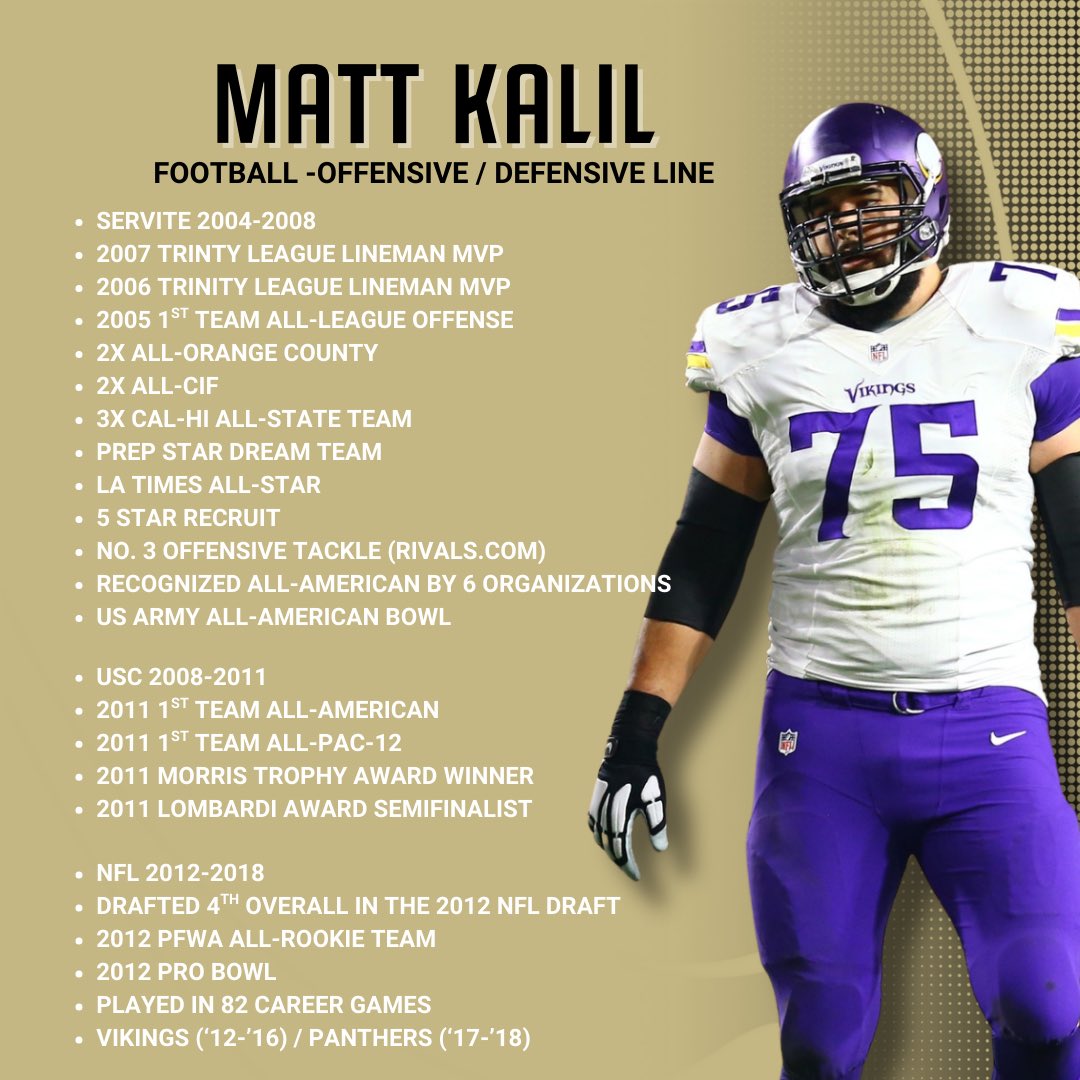Announcing our Hall of Fame class for 2025. 

First up, former <a href="/ServiteFootball/">Servite Football</a> player Matt Kalil ‘08‼️

#credo #foreverafriar