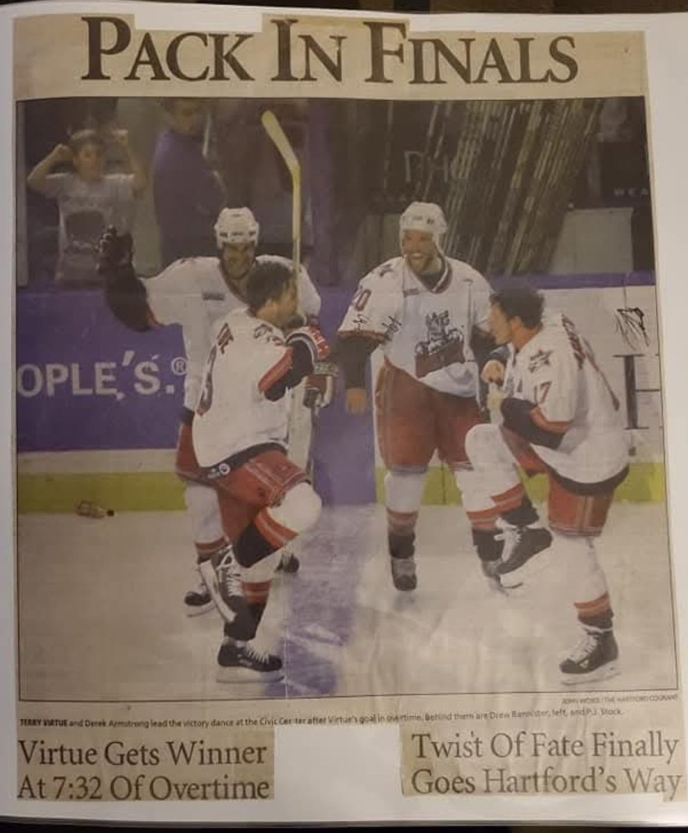 25 years ago tonight <a href="/TVirtch3/">Terry Virtue</a> scored the biggest goal in the history of Hartford hockey and sent the Hartford Wolfpack to the Calder Cup Final. What an unbelievable run that was so many Spring's ago. 
#HartfordWolfpack
#CalderCup
#TakeUsHigher