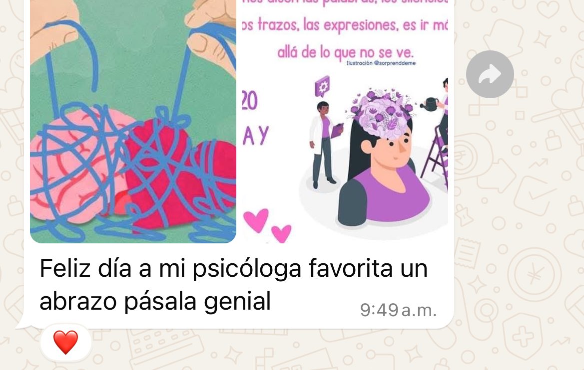 Qué bonito se siente, que tus ex pacientes se acuerden de tí y te envían mensajitos así de bonitos. 
#DiaDelPsicologo 
#psicologaclinica