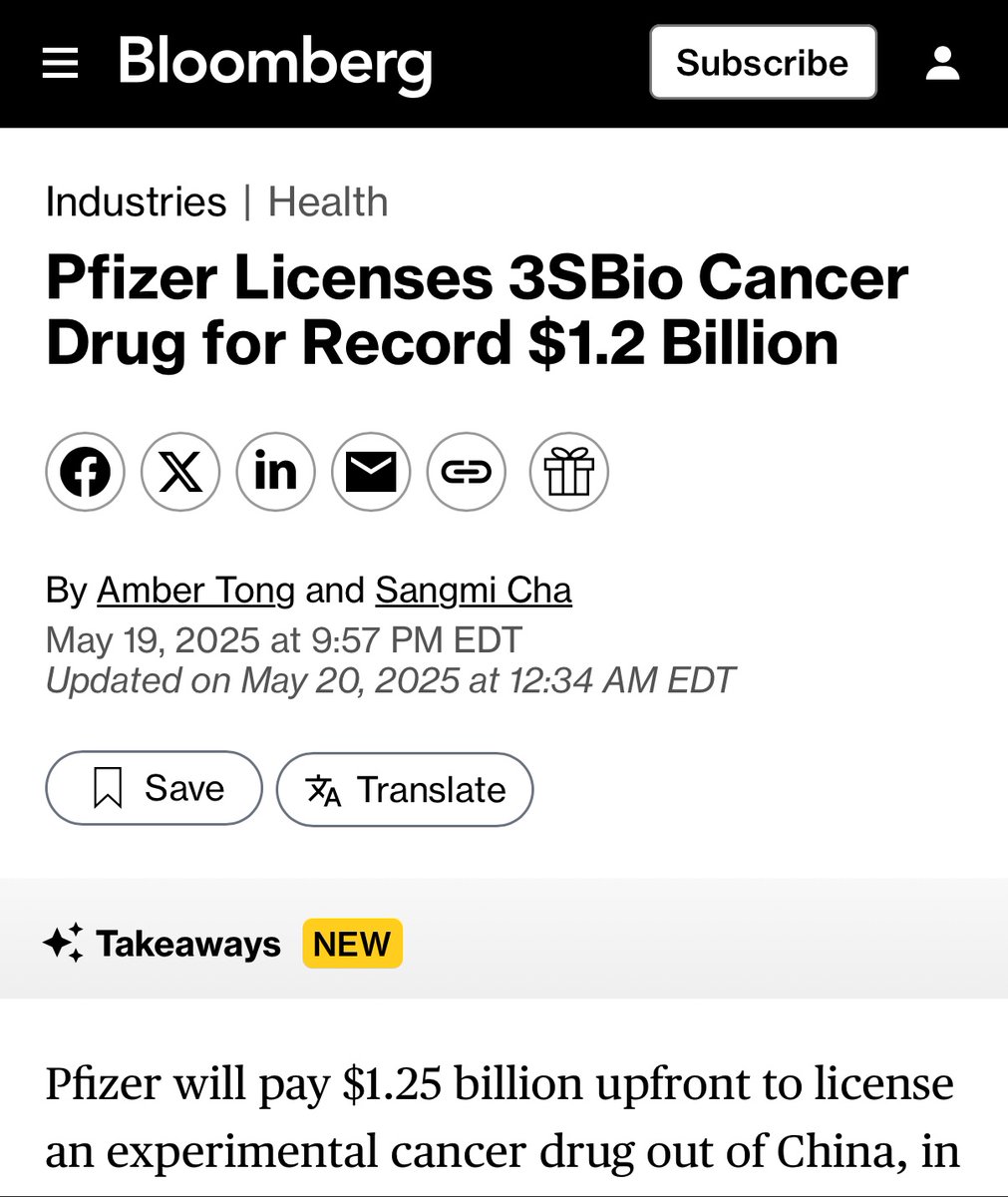 Jason Kelly (@jrkelly) on Twitter photo Great comments from <a href="/JTLonsdale/">Joe Lonsdale</a> in 🧵below - underscored by Pfizer acquiring rights to a Chinese biotech drug for $1.2B just yesterday. This is money that would normally flow into the US drug discovery startup ecosystem — we’re going to lose our biotech industry soon if we don’t Great comments from <a href="/JTLonsdale/">Joe Lonsdale</a> in 🧵below - underscored by Pfizer acquiring rights to a Chinese biotech drug for $1.2B just yesterday. This is money that would normally flow into the US drug discovery startup ecosystem — we’re going to lose our biotech industry soon if we don’t