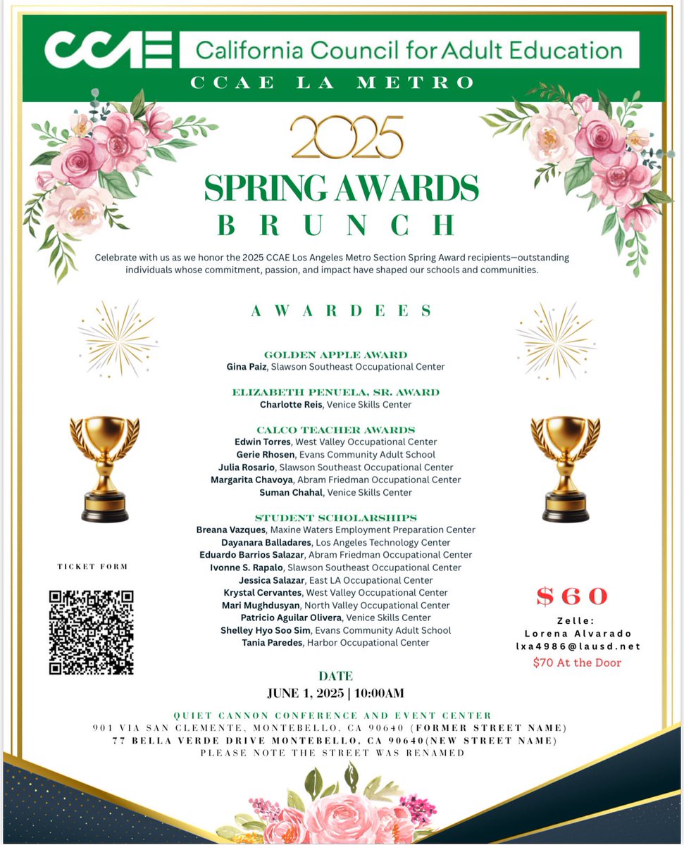 Join us in celebrating excellence, dedication, and the transformative power of adult education at the CCAE Spring Awards! 🏆
