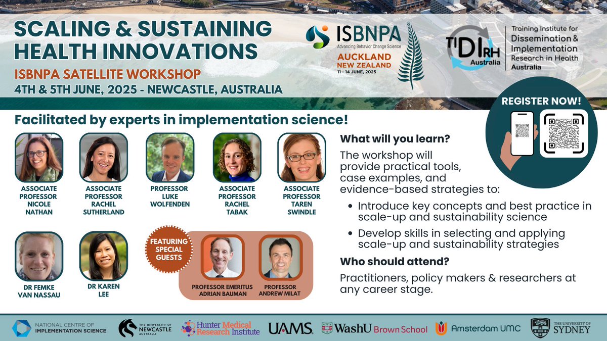 National Centre of Implementation Science (NCOIS) (@ncoisaustralia) on Twitter photo 📣Please share with your networks! 🚨Places still available for our #ISBNPA2025 satellite workshop on #scalingup & #sustaining health innovations 🚀
🌟We are fortunate to have <a href="/ProfAndrewMilat/">Andrew Milat</a> & <a href="/AdrianBauman/">Adrian Bauman</a> joining us as special guests!
🔗Register now! bit.ly/3Ge8YaA 📣Please share with your networks! 🚨Places still available for our #ISBNPA2025 satellite workshop on #scalingup & #sustaining health innovations 🚀
🌟We are fortunate to have <a href="/ProfAndrewMilat/">Andrew Milat</a> & <a href="/AdrianBauman/">Adrian Bauman</a> joining us as special guests!
🔗Register now! bit.ly/3Ge8YaA