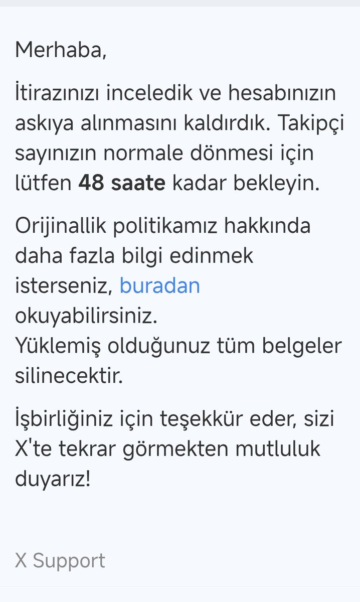 RTEHedef2053.TÜRKİYE YÜZYILI (@arslanlar00) on Twitter photo İki hafta aradan sonra hesabım askıdan kaldırılarak,
Gerçek insan olduğum anlaşılmış.
Başta hesabım için yakından destek veren
<a href="/1hsyninal1/">꧁༺ Hüseyin İnal ༻꧂</a>
<a href="/1hsyn1RT/">꧁༺ Hüseyin İnal ༻꧂</a>
<a href="/DevletveMillet/">Devlet Millet Bayrak</a>
<a href="/Arslanlar00RT/">RTEHedef2053. Vatanına ve Bayrağına Gönülden Bağlı</a>
Ve diger arkadaşlara teşekür ederim. İki hafta aradan sonra hesabım askıdan kaldırılarak,
Gerçek insan olduğum anlaşılmış.
Başta hesabım için yakından destek veren
<a href="/1hsyninal1/">꧁༺ Hüseyin İnal ༻꧂</a>
<a href="/1hsyn1RT/">꧁༺ Hüseyin İnal ༻꧂</a>
<a href="/DevletveMillet/">Devlet Millet Bayrak</a>
<a href="/Arslanlar00RT/">RTEHedef2053. Vatanına ve Bayrağına Gönülden Bağlı</a>
Ve diger arkadaşlara teşekür ederim.