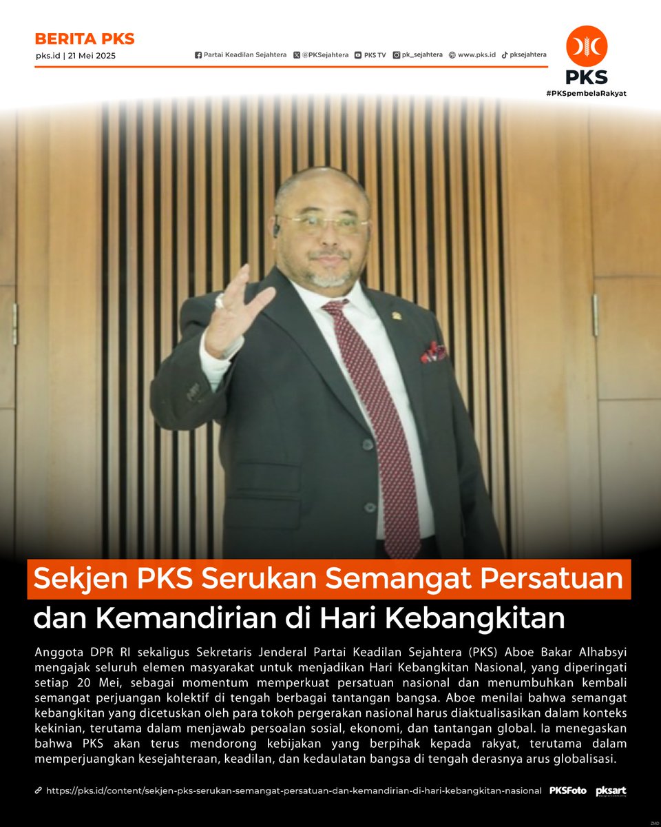 Sekjen PKS Serukan Semangat Persatuan dan Kemandirian di Hari Kebangkitan Nasional

"Kita perlu menghidupkan kembali semangat persatuan, gotong royong, dan kemandirian yang dulu menjadi pondasi kebangkitan bangsa,” ~<a href="/aboebakar15/">Aboe Bakar</a>

pks.id/content/sekjen…