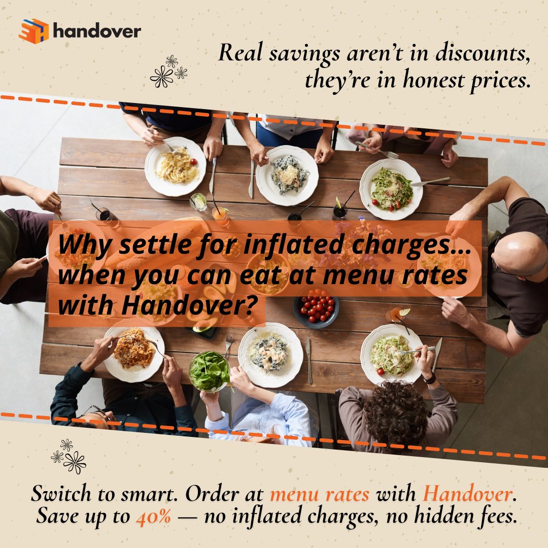 HandoverIn's tweet photo. Real savings aren’t in discounts — they’re in honest prices.

Switch to smart. Download handover now!

#handover #handoverkaro #fooddelivery #onlinefoodorder #wednesdaywisdom https://t.co/hvIiDsoXQs