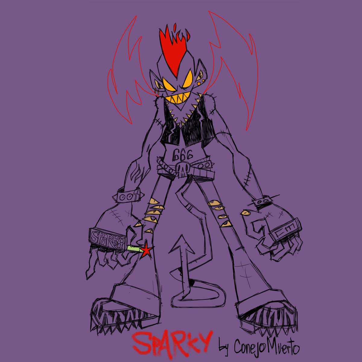 "Sparky" from Demented Are Go
Pequeño tributo a un gran personaje
Zombie/Demon and a Psychobilly Ghost.

#dementedarego
#sparkyfromdementedarego 
#zombie 
#demon
#psychobilly