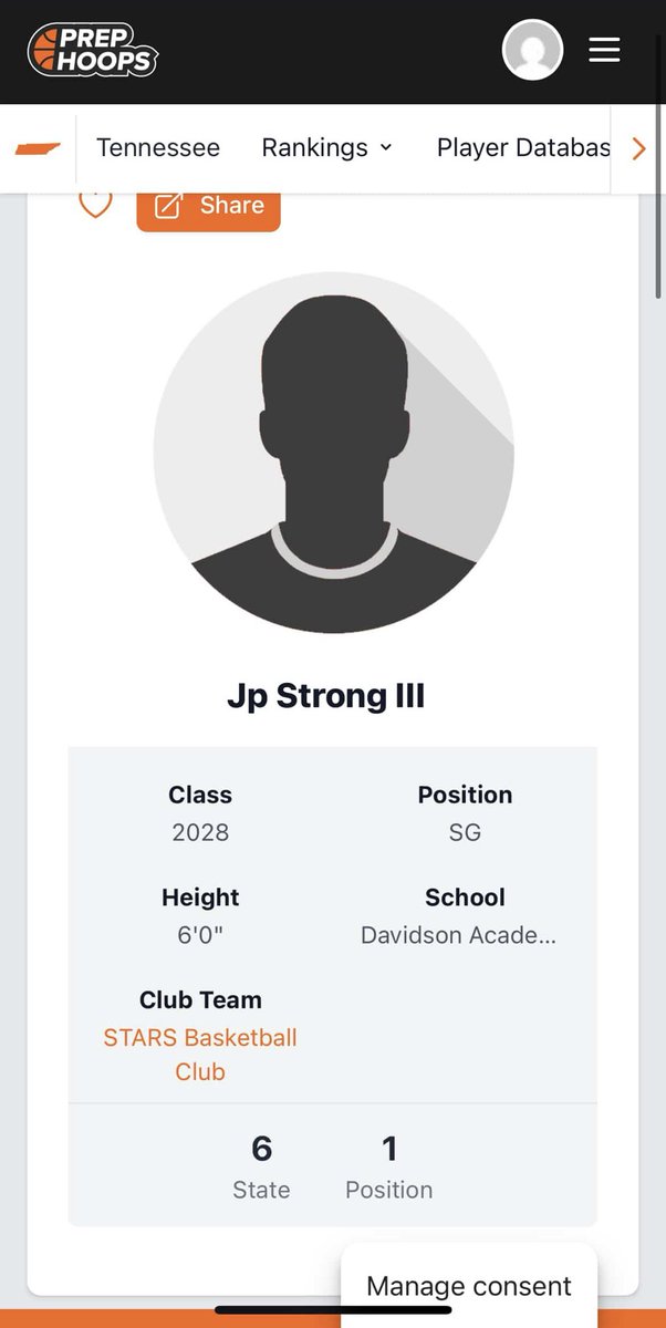 blesses to be ranked as the #6 player in tennessee