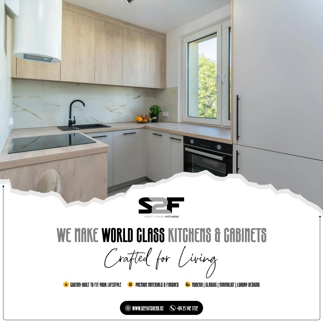 At S2F Kitchens, we design and build stunning kitchens &amp; cabinets that are crafted for living. 
📞 Contact us today for a consultation!
🌐 s2fkitchens.nz 
📱 +64 21 142 1772
#KitchenDesign #S2FKitchens #HomeInspiration #LuxuryInteriors  #NewZealandHome