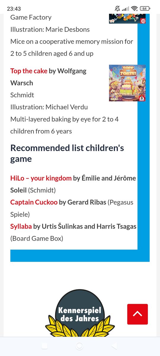 Isla a la vista d'en <a href="/GerardRibas/">Ger</a> i <a href="/Mercurio_Juegos/">Mercurio Distribuciones</a> ha estat molt a punt d'estar nominat per l'Spiel Des Jahres infantil. Quina passada, enhorabona a tot l'equip!