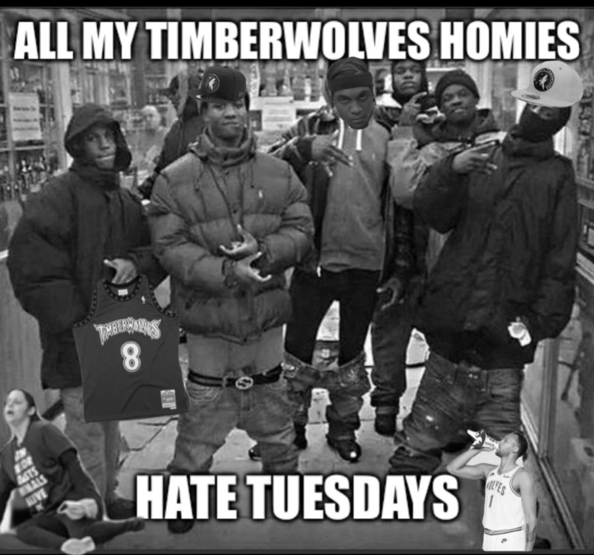 The Timberwolves record in the 2025 NBA Playoffs. 

On Tuesday: 0-3

All other days: 8-0