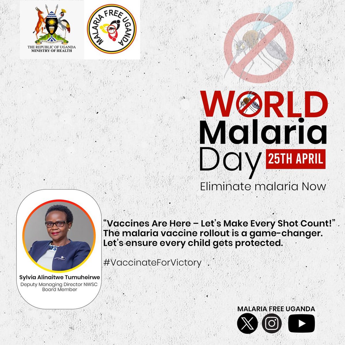 The Malaria Vaccine is now part of  the immunization schedule. 
Let’s make every shot count! 
<a href="/dr_sylvia/">Dr Sylvia Alinaitwe Mwanaki</a>  A board member and DMD <a href="/nwscug/">NWSC 🇺🇬</a>