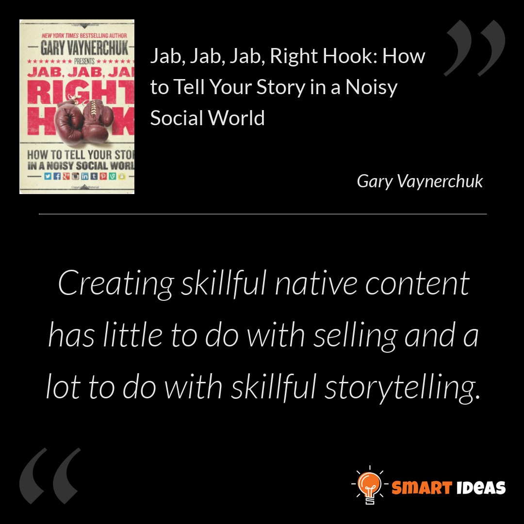 mlukianczyk's tweet photo. #QuoteSmartIdeas 
"Jab, Jab, Jab, Right Hook: How to Tell Your Story in a Noisy Social World" - Gary Vaynerchuk

Creating skillful native content has little to do with selling and a lot to do with skillful storytelling.

#smartnews czyli #MarketingBezSciemy: 
https://t.co/v1HqJqqFlU