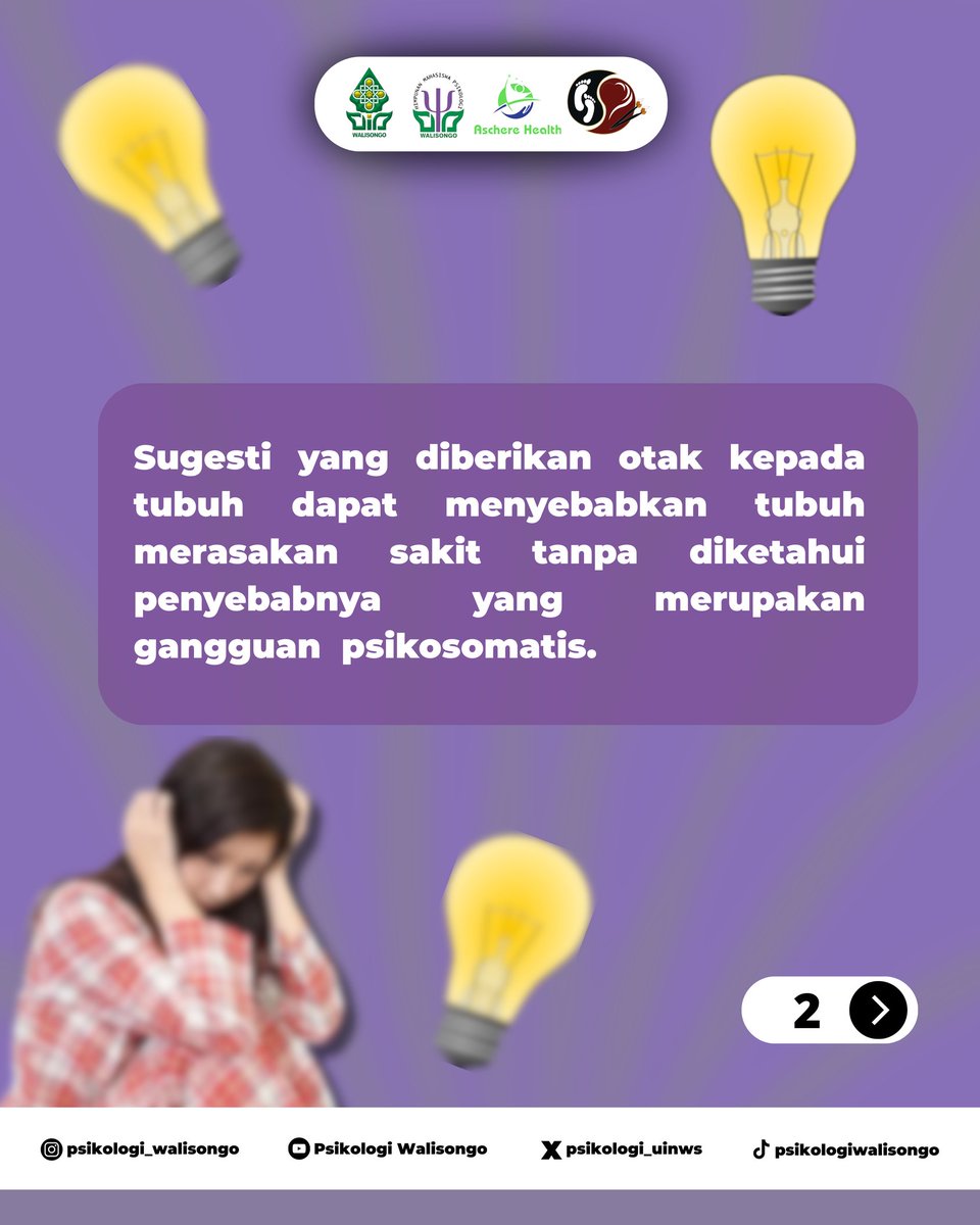 psikologi_uinws's tweet photo. [PSYCHOTALKS #2: PSIKOSOMATIS]

Halo sobat psikologi!! 💗

Pernah ga nih merasakan sakit di seluruh tubuh yang tidak tahu penyebabnya apa meskipun sudah diperiksa medis? Ternyata ada kaitannya loh dengan psikologis. Yuk, kenali lebih dalam tentang Psikosomatis!✨ https://t.co/x6QTfhrTKg
