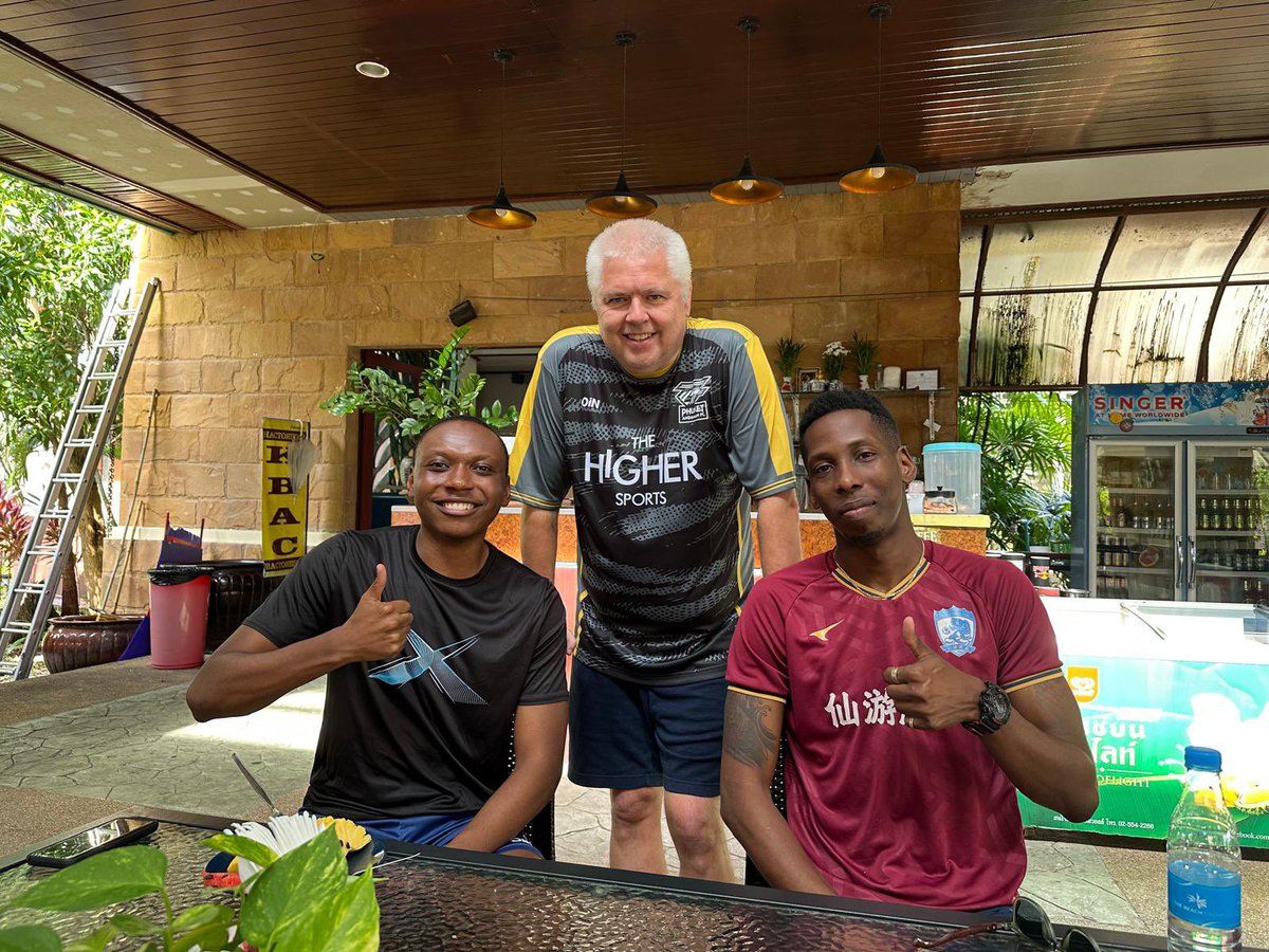 International trial players enjoying breakfast before training today