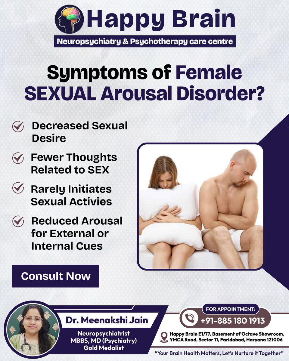 HappyBrainIndia's tweet photo. 💬 **Feeling Disconnected or Struggling with Intimacy?**
#SexualHealthAwareness #HappyBrainIndia #MentalHealthFaridabad
#DrMeenakshiJain #MindMatters #FemaleSexualHealth
#AnxietyRelief #DepressionHelp #NeuropsychiatristFaridabad #WomensMentalHealth https://t.co/59Hen0MDEU