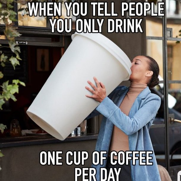 LorenRoast's tweet photo. "Just one cup a day, I swear."
 Cup size may vary. 😅☕
#CoffeeLovers #OneCupADay #LoreAndRoast #CaffeineAddict #CoffeeHumor #ButFirstCoffee https://t.co/wTUcpg8rSw