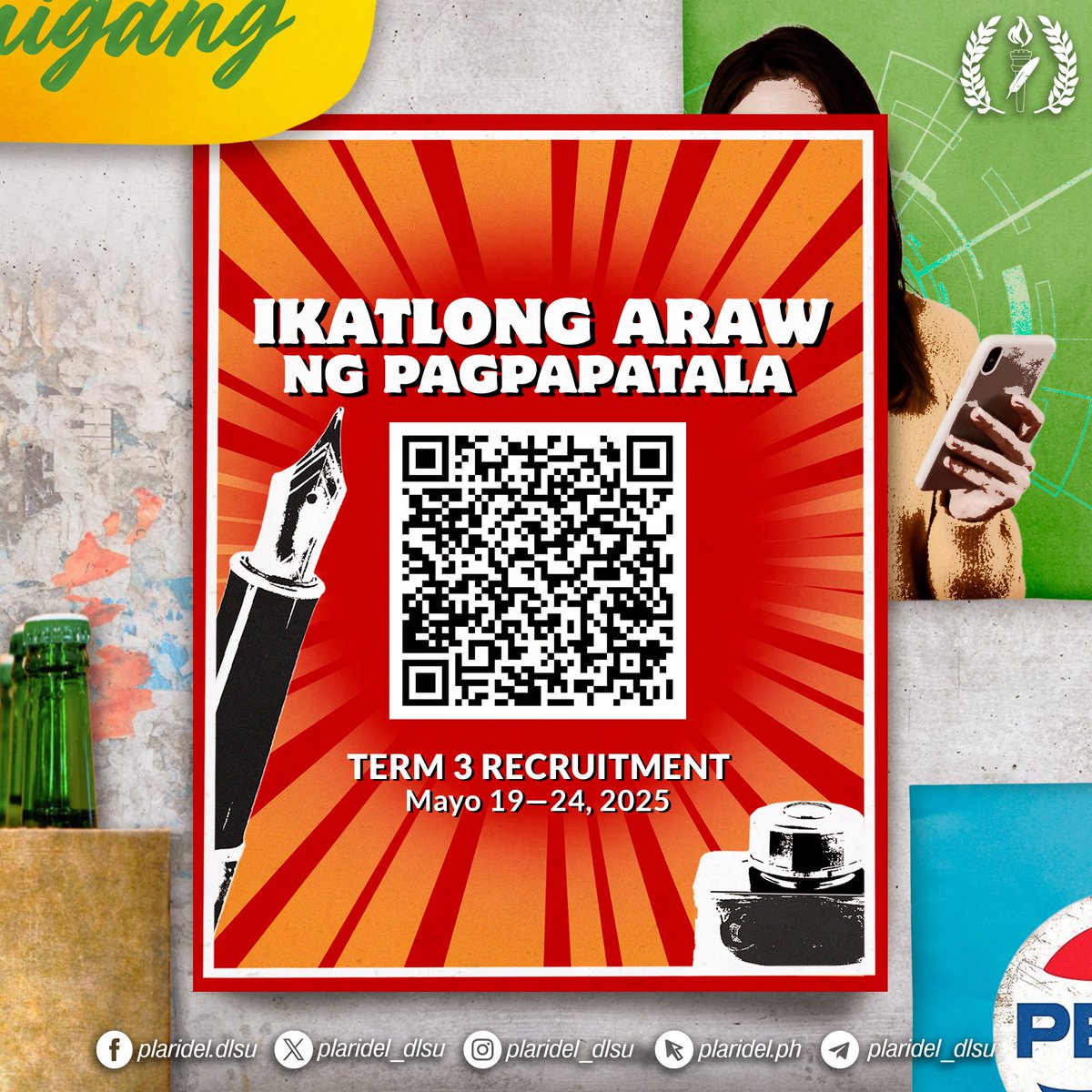 Plaridel_DLSU's tweet photo. Patighawin ang uhaw sa katotohanan at harapin ang hamon ng mapanuring pamamahayag.

Tuklasin ang lawak ng inyong kakayahan sa loob ng Pahayagan. #APPlyNa

Magpatala na sa link na ito: https://t.co/a2SmS1XJdO https://t.co/pEd4DO2FHD