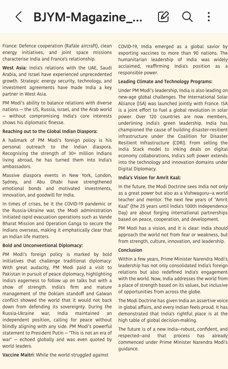 jaganprabubjp92's tweet image. Honoured to share that my article on PM @narendramodi ji’s foreign policy has been featured in the @BJYM National Magazine. Proud to contribute to the discourse on India’s global rise under his visionary leadership
 bjym.org/wp-content/upl…

#ModiForeignPolicy #ViksitBharat
