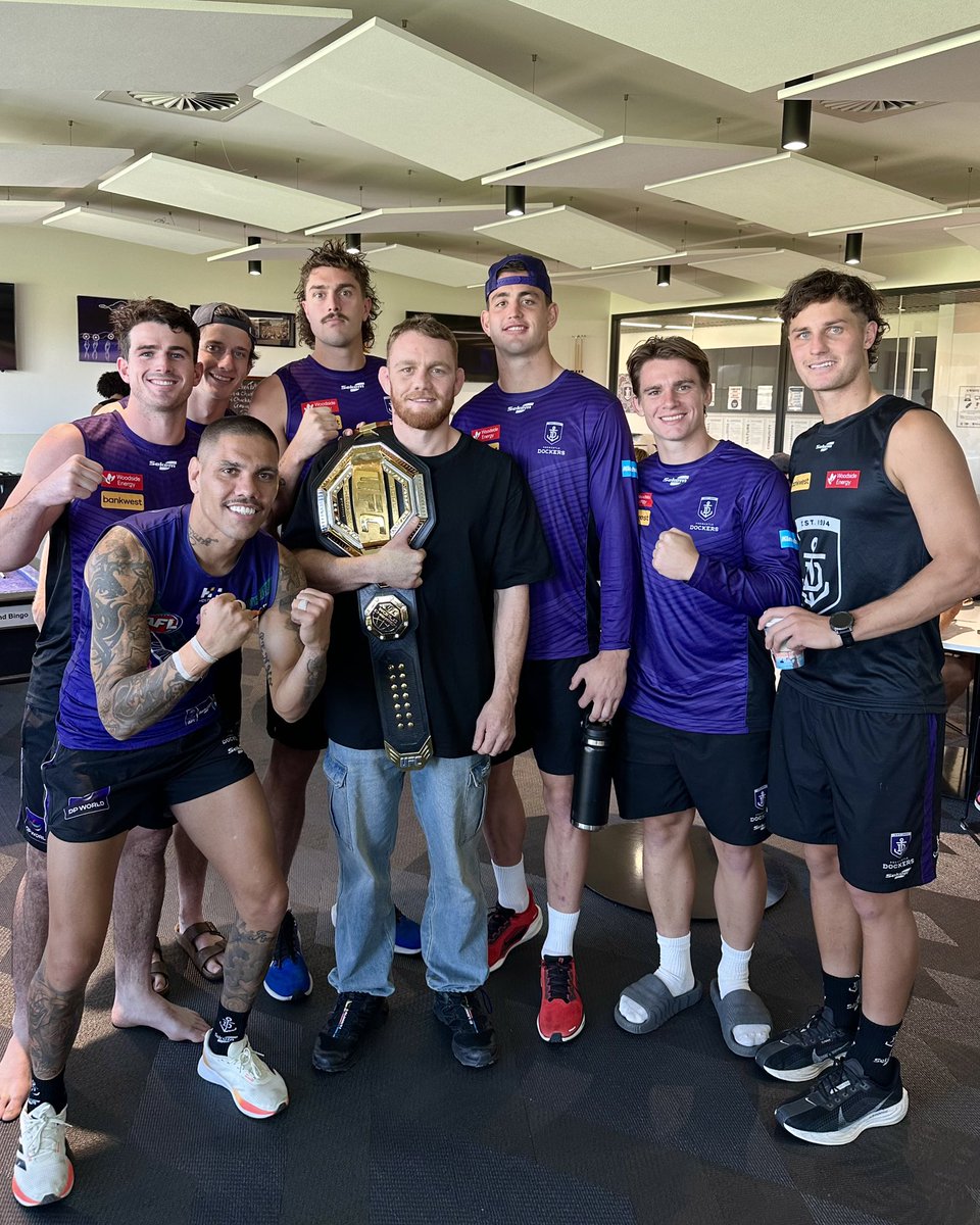 unreal to have new <a href="/ufc/">UFC</a> welterweight champion Jack Della Maddalena with us at Freo HQ today 🔥

a lifelong Freo fan &amp; an unbelievable talent destined for great things in the UFC arena 🥊

<a href="/UFC_AUSNZ/">UFC_AUSNZ</a> | #foreverfreo