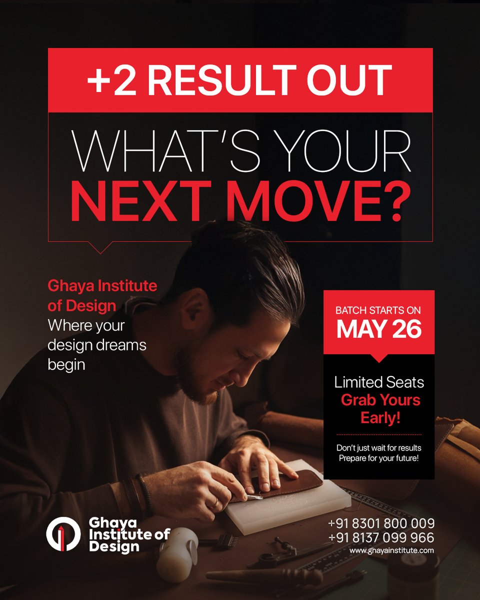 ghayainstitute's tweet photo. +2 Results Out! Time to Design Your Future Dreaming of a career in design? Join Ghaya Institute of Design and start your creative journey. Batch starts on May 26 Limited seats available – Grab yours early!  +91 8301 800 009 | +91 8137 099 966 
https://t.co/7cjai4v9Ur  #Design https://t.co/XYq9QXsTzi