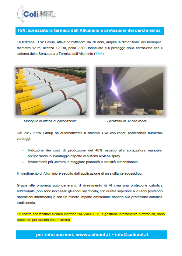 Colimetsrl's tweet photo. Il sistema di metallizzazione Alluminio ad arco elettrico, si conferma come scelta principale a protezione delle pale eoliche.
https://t.co/24QJRSpkQr 

#offshore #eolico #anticorrosione https://t.co/EqUOnnFqxp