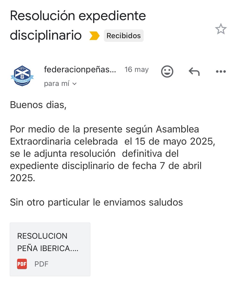 Ante todo, transparencia. Compartimos los documentos recibidos por la Federación de Peñas. Se eliminan nombres y firmas.

7 de abril.
- Incoación expediente: goo.su/87PDmV
- Documento expediente: goo.su/VWI5

16 de mayo.
- Resolución: goo.su/gQvqNOL