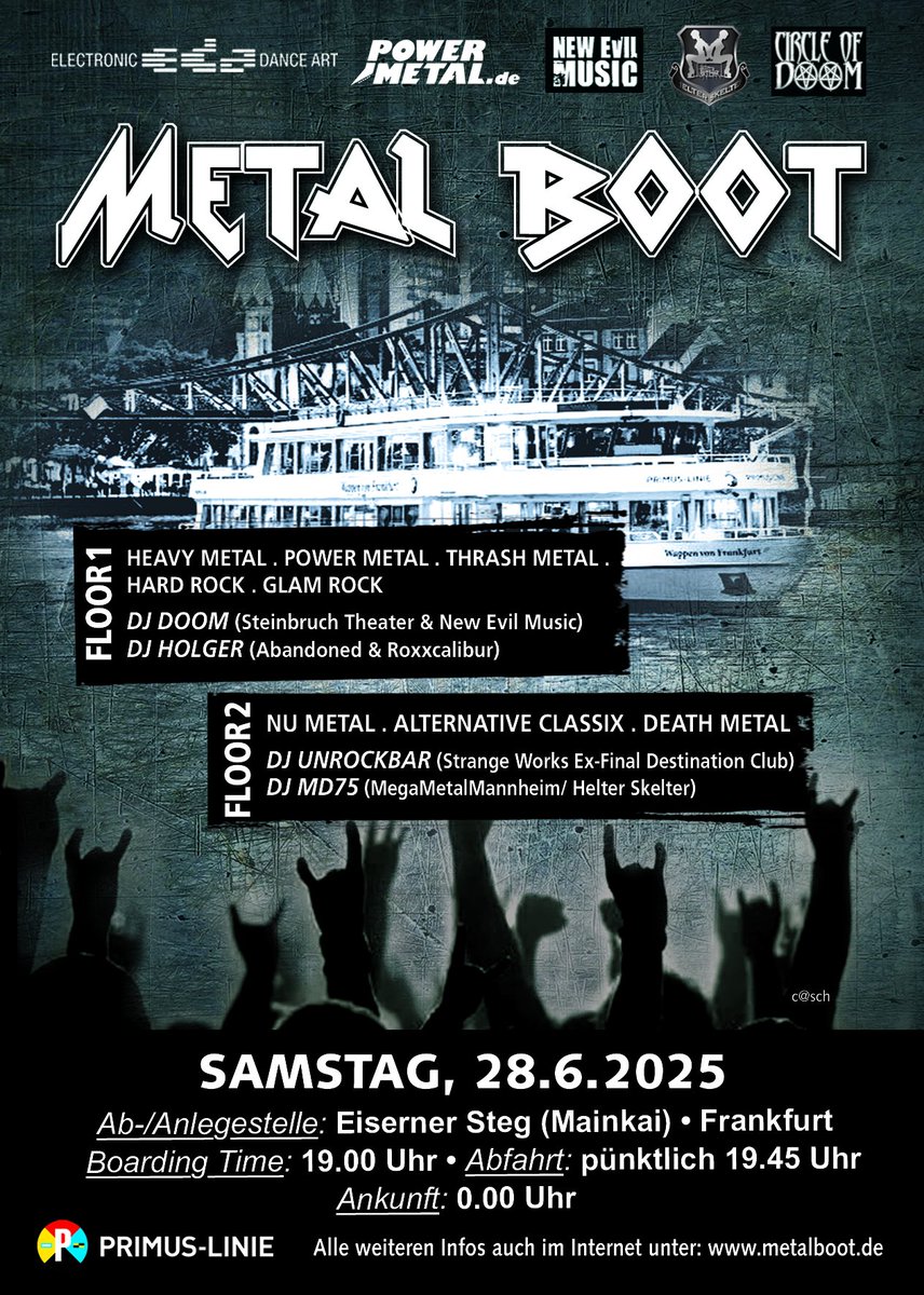 Webseite:
metalboot.de

FB-Event:
facebook.com/events/6116458…

Tickets:
electronicdanceart.reservix.de/tickets-das-me…
