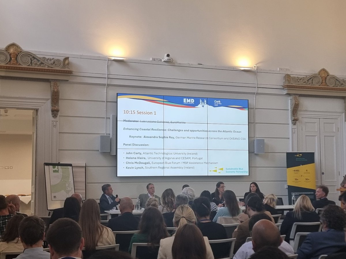 A great first session this morning focused on the challenges and opportunities for enhancing coastal resilience across Atlantic regions. 

Engaging discussions from the panelists and attendees on how important citizen engagement and understanding is for sustainable blue economy.