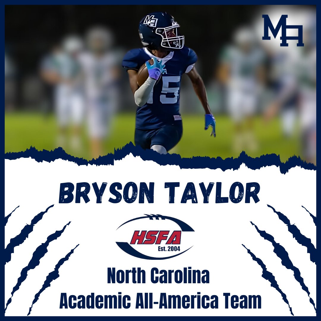 Congratulations, Bryson Taylor! 🎓🐻

High School Football America named Taylor to its 5th annual Academic All-America Team for the state of NC!

“Honorees achieved a GPA of 3.7 or higher while being a varsity contributor last season…”

Way to go, Bryson!! #classof2025