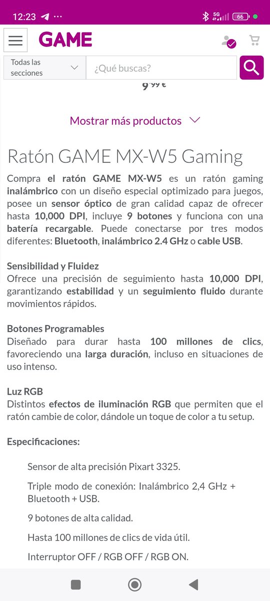 fraskier's tweet photo. @GAME_SAC "Botones programables" uno de los 9 botones que tiene es para cambiar las luces del ratón y otro es de adorno, literalmente uno de ellos no hace nada ni en pc ni en consola, ni quiera lo detecta un programa genérico de ratones. https://t.co/zXezVawqoX