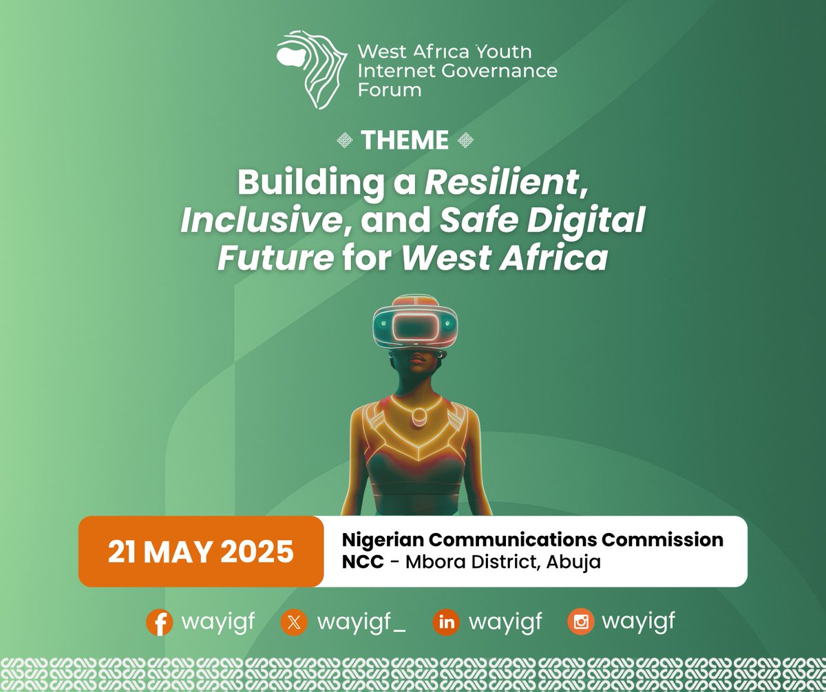 📍 We’re live from Abuja!
#WAYIGF2025 kicks off today under the theme :
“Building a Resilient, Inclusive, and Safe Digital Future for West Africa” 🌍💻
Follow the conversation and be part of the change !
#YouthIGF #InternetGovernance #WestAfrica
