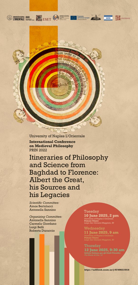 We are glad to announce the International Conference of our #PRIN Project "Itineraries of Philosophy", on Albert the Great, his sources and his legacies, which will take place on June 10-12 in Naples. Join us for three days of exciting new research on medieval philosophy!
