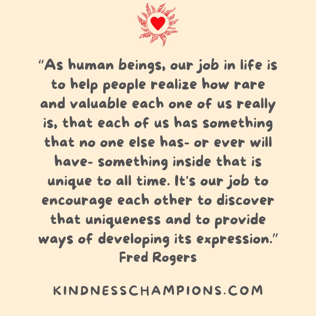 KindnessChamps's tweet image. Kindness champions you are valuable🥰
We Love You❤️
#StrongerTogether💪🏿💪🏽💪🏼💪🏾💪🏻
#Ubuntu🌻
#Valuable🌟
#FredRogers✨