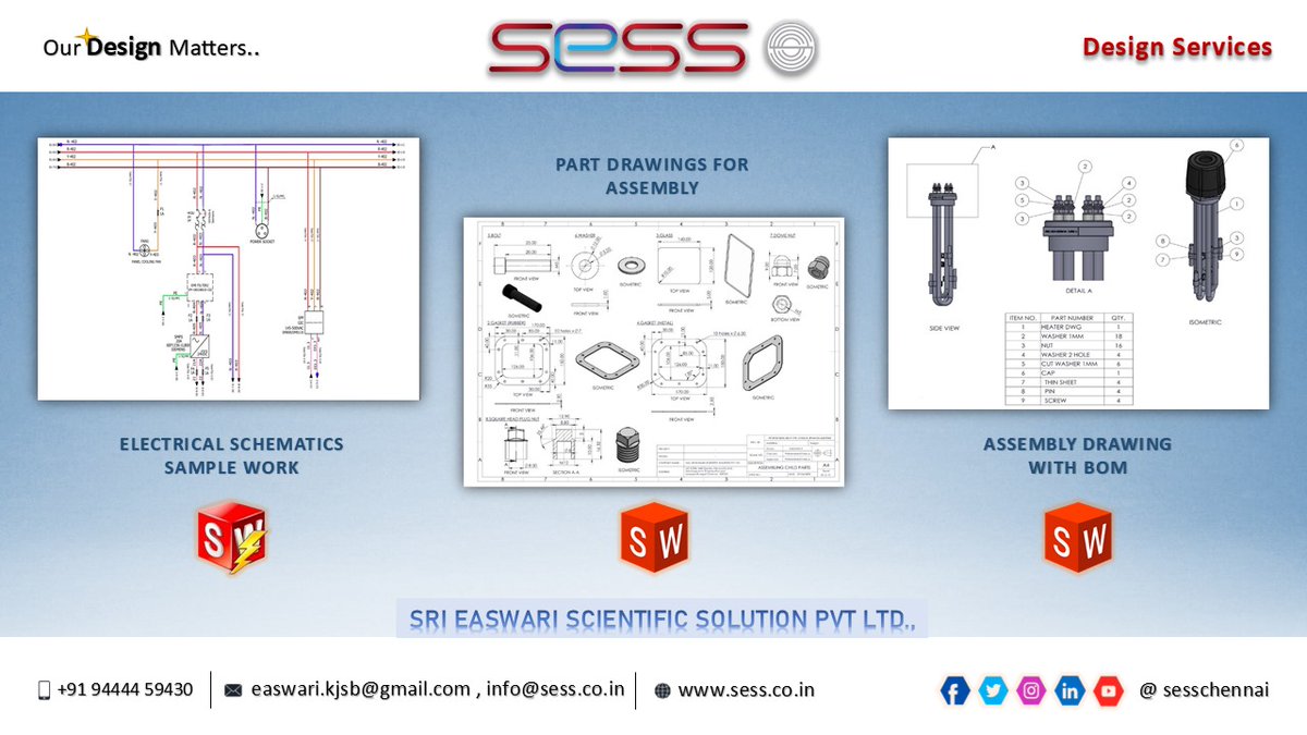 sesschennai's tweet photo. We're excited to share some of our latest design solutions developed for our manufacturing clients
#SESS #SriEaswariScientificSolution #SESSChennai #SESSQuality #DesignEngineering #SolidWorks #ElectricalDesign #WiringDiagrams #MechanicalDesign #BOM #AssemblyDesign #Chennai https://t.co/cYOpJoQ5fZ